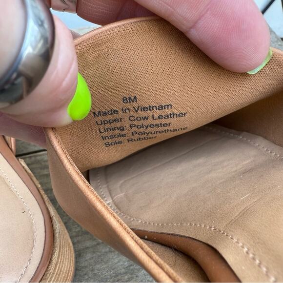 Gibson Latimer Joury Brown Tan Soft Cow Leather Mules Stack Block Heels 8M - Picture 7 of 7